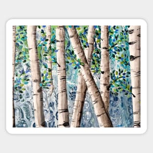 Birch Trees on an Abstract Background Sticker